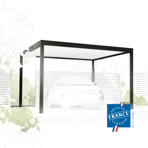Carport 3x3 ESSENTIEL Coclic Alu Esquisse avec logo Origine France Garantie