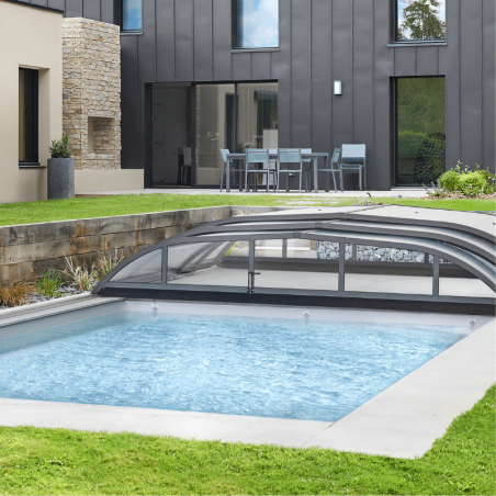 Abri de piscine sans rail ouvert ESSENTIEL Coclic Alu