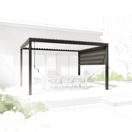 Pergola Bioclimatique manuelle avec store ESSENTIEL esquisse